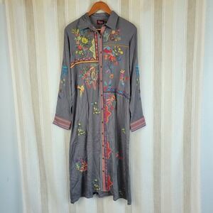 NEW Avani Del Amour Long Sleeve Maxi Dress Gray Size Small‎ Embroidered